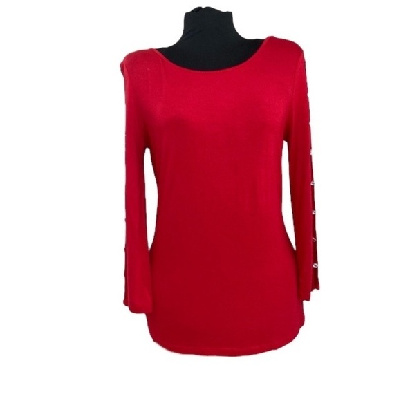 Cable‎ & Gauge Women's Top, Long Sleeve, Scoop Neck, Red, Size Medium EUC - Picture 1 of 13